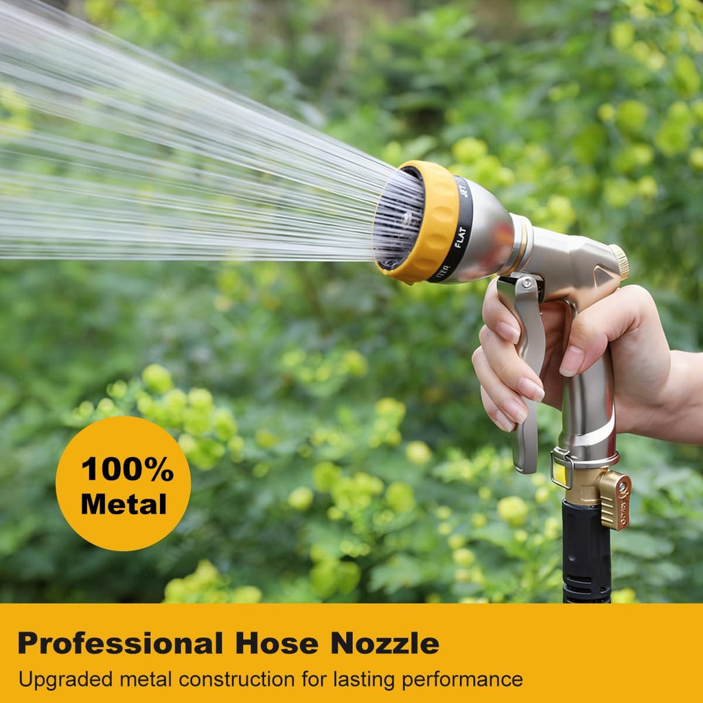 FANHAO Heavy Duty Metal Garden Hose Nozzle, High Pressure Sprayer Leakproof | 7 Adjustable Spray Patterns, Rustproof