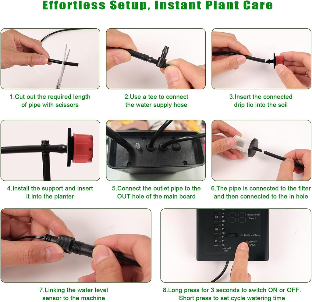 Irrigation System for Garden with Solar Panel, Automatic Drip Irrigation Kits 49FT Hose, Smart Timer Solar Irrigation