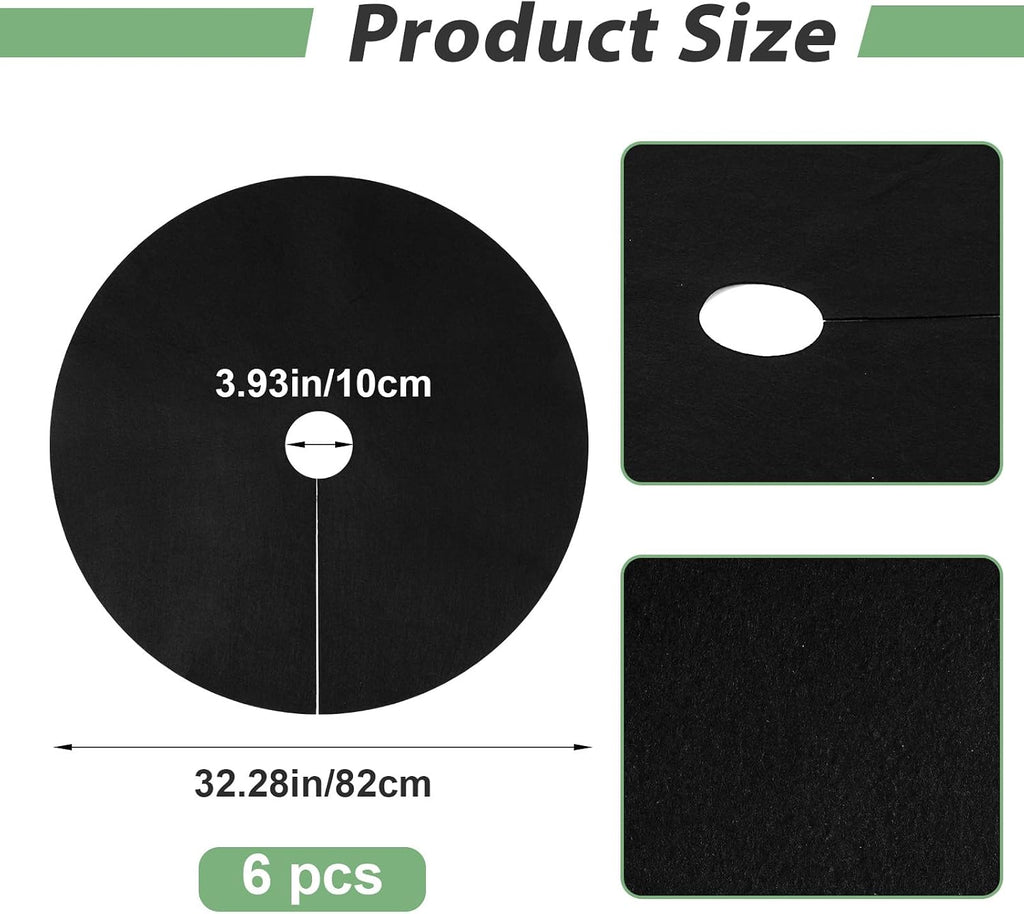 6 Pack 32.3 Inch Non-Woven Tree Mulch Ring,Plant Barrier Mat, Degradable Tree Protector for Invasive Growth Control