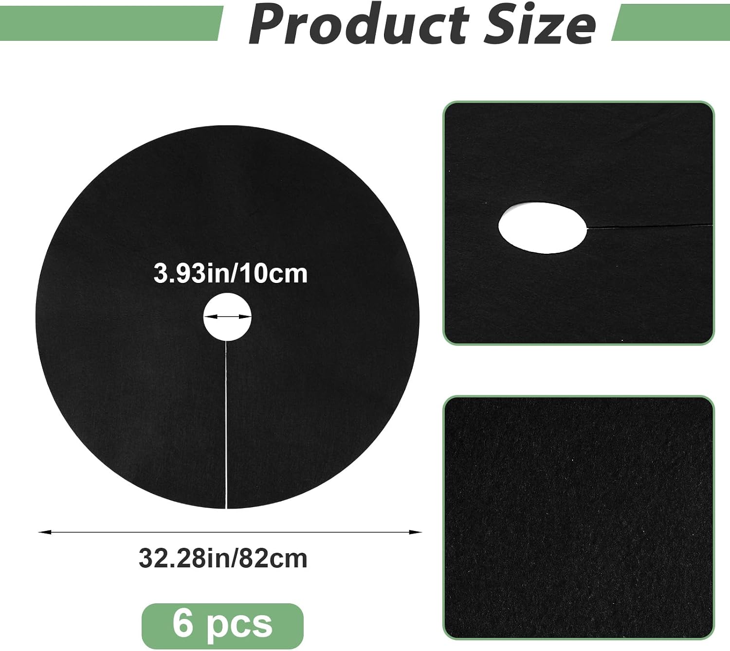 6 Pack 32.3 Inch Non-Woven Tree Mulch Ring,Plant Barrier Mat, Degradable Tree Protector for Invasive Growth Control