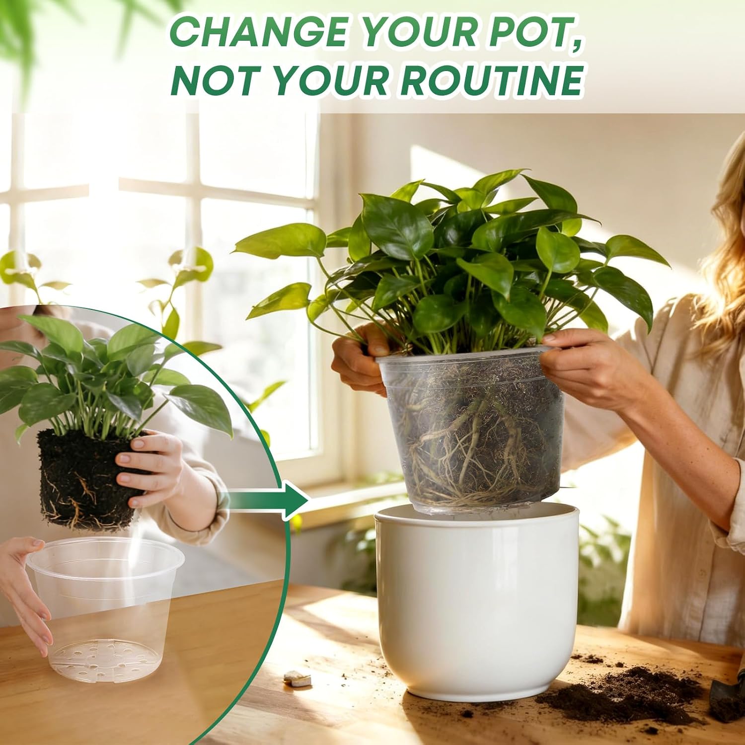 15 Pack 8/10/12 Inch Large Clear Nursery Pots with Drainage Hole, Plastic Plant Pots for Seedling Flower Vegetable