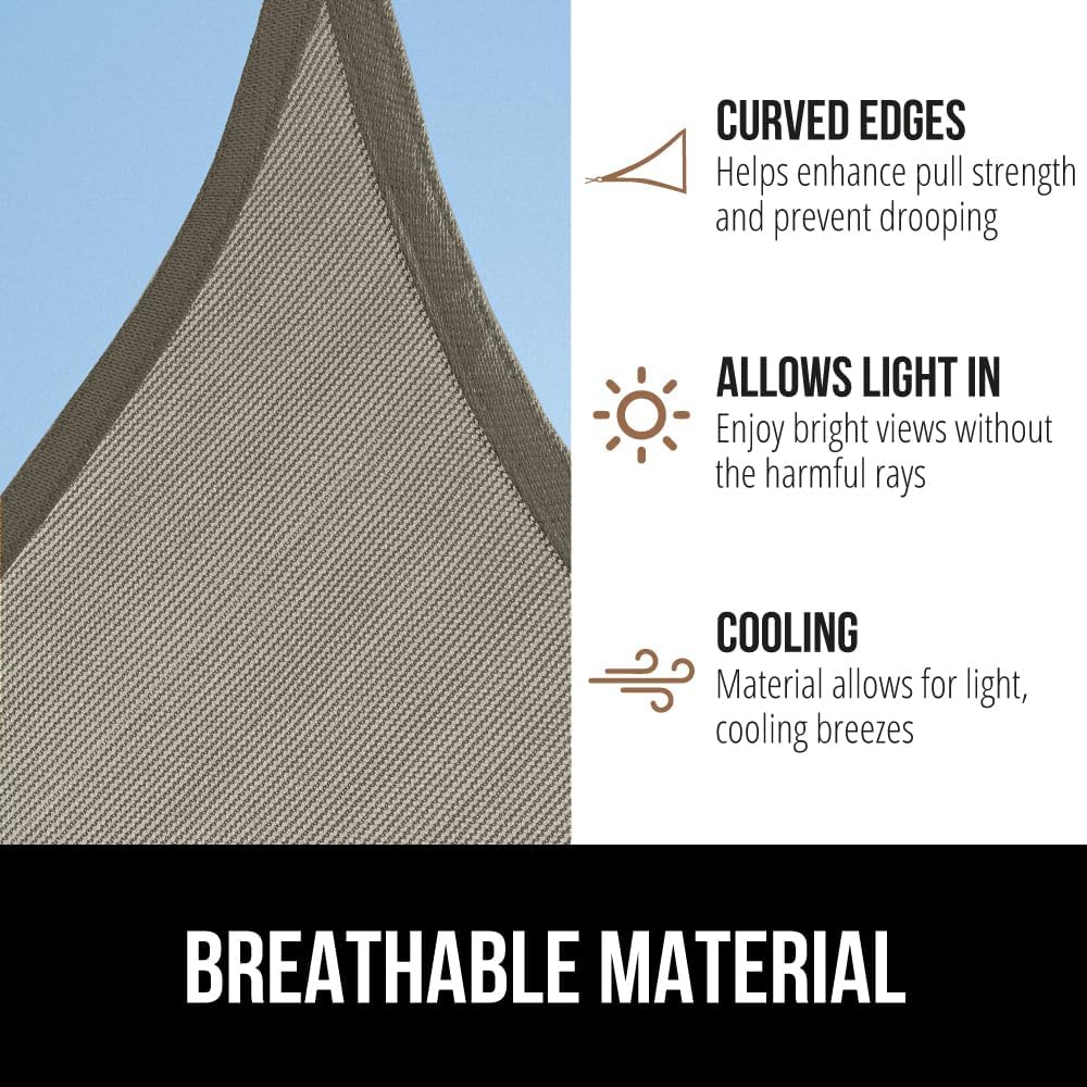 GORILLA GRIP Heavy Duty Sun Shade, UV Protection Fade Tear and Rust Resistant Rectangle Sunshade Canopy, Curved Edges