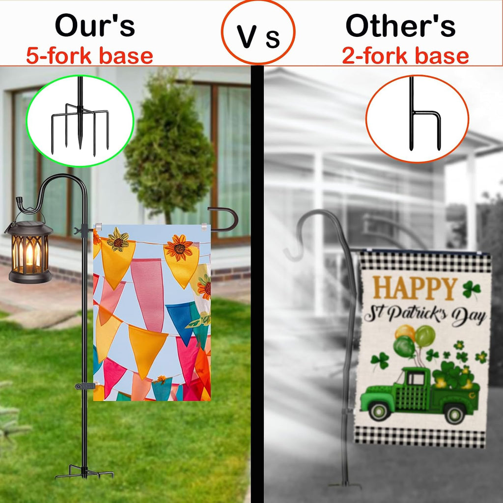 Garden Flag Pole Holder, Metal Garden Yard Flag Stand with Shepherd Hook | 46in Heavy Duty Metal Flag Holder