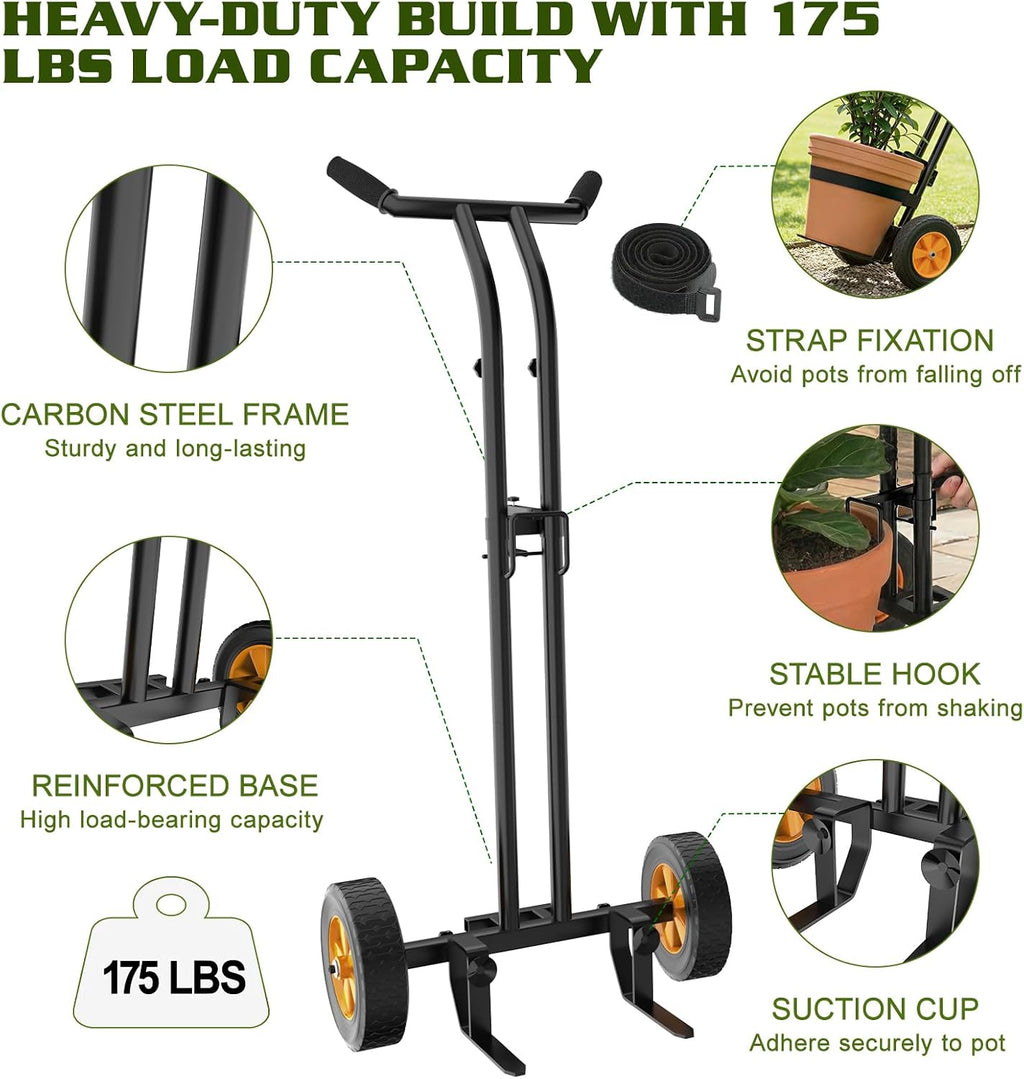 Housolution Plant Caddy with Wheels, Heavy Duty Plant Dolly for Big Pots | Plant Mover with Adjustable Grabbing Arm and