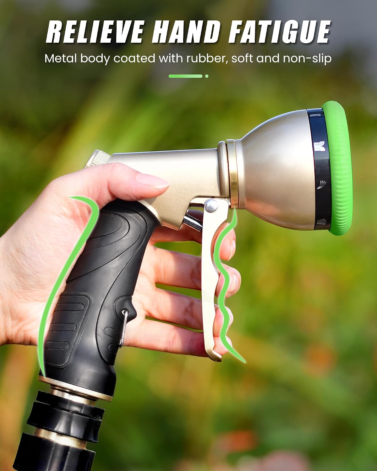 RAINPOINT Garden Hose Nozzle, Metal Hose Sprayer Nozzle With 9 Adjustable Spray Patterns, Heavy Duty Hose Sprayer for