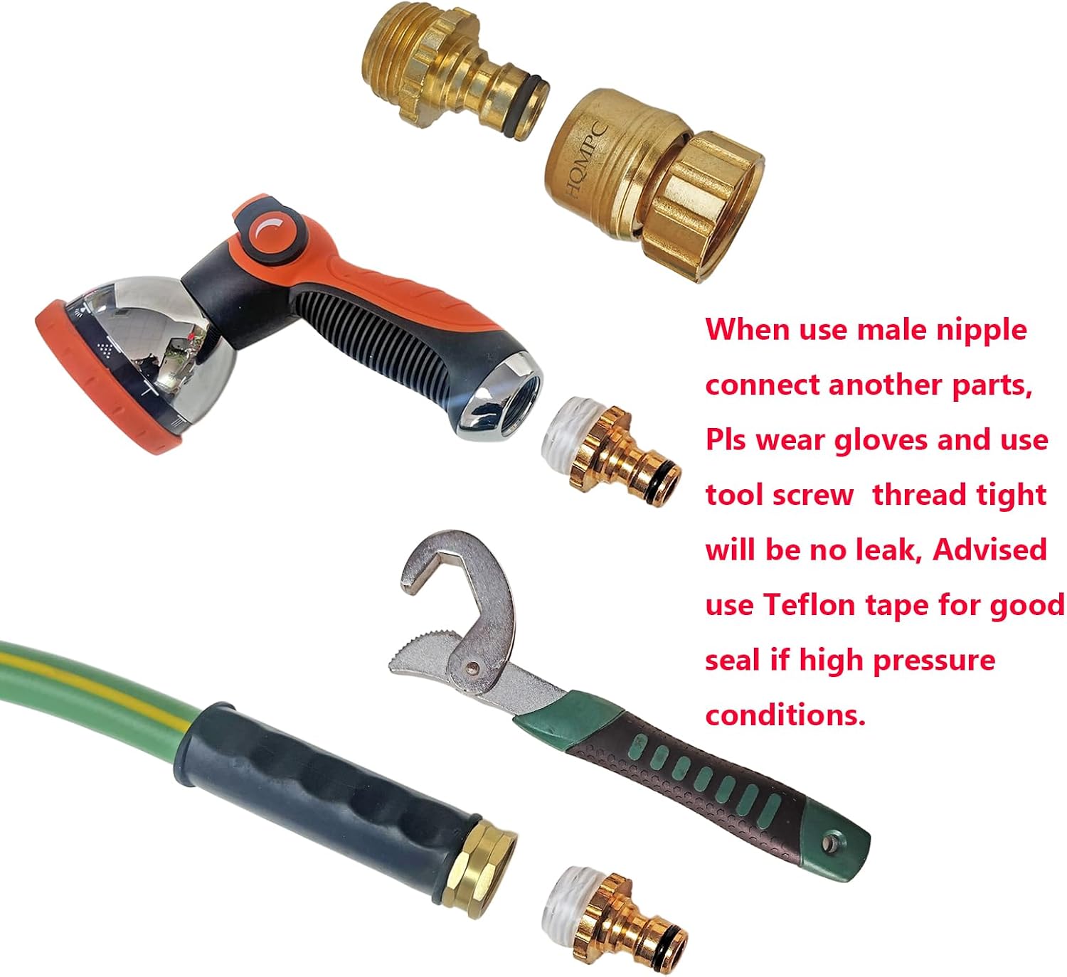 Garden Hose Quick Connect Brass Hose Quick Connect Fittings For Garden Watering 3/4" GHT (2 SETS, No Pb)