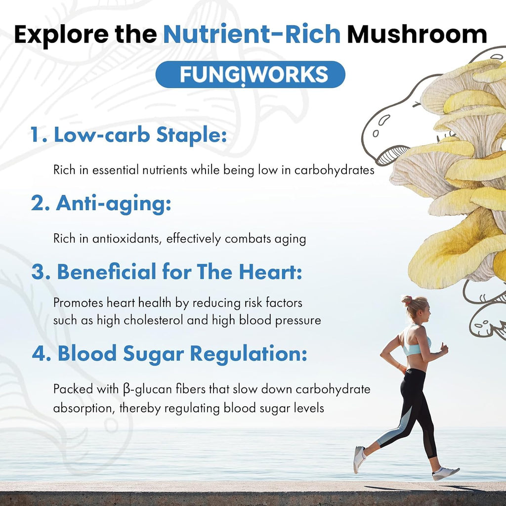 Organic Edible 4lbs Golden Oyster Mushroom Growing Kit, Made in USA, Double-Side Mushroom Grow Kit Indoor, Harvest
