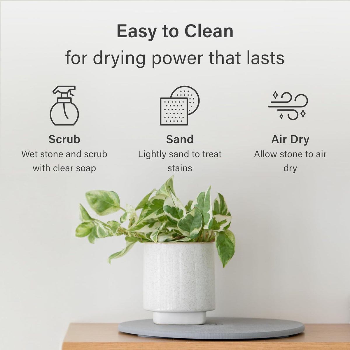 Dorai Home Stone Plant Pots Saucer Set 11.8" - Diatomite Water-Absorbing Trays for Indoor Plants, Ideal for Shelves &