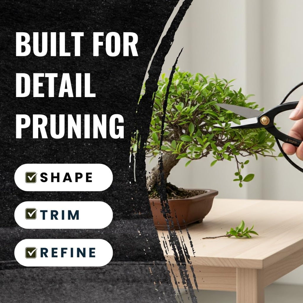 SenkichiKin Bonsai Scissors 7in (180mm) – Made in Japan Pruning Shears, Sharp Carbon Steel for Precision Trimming