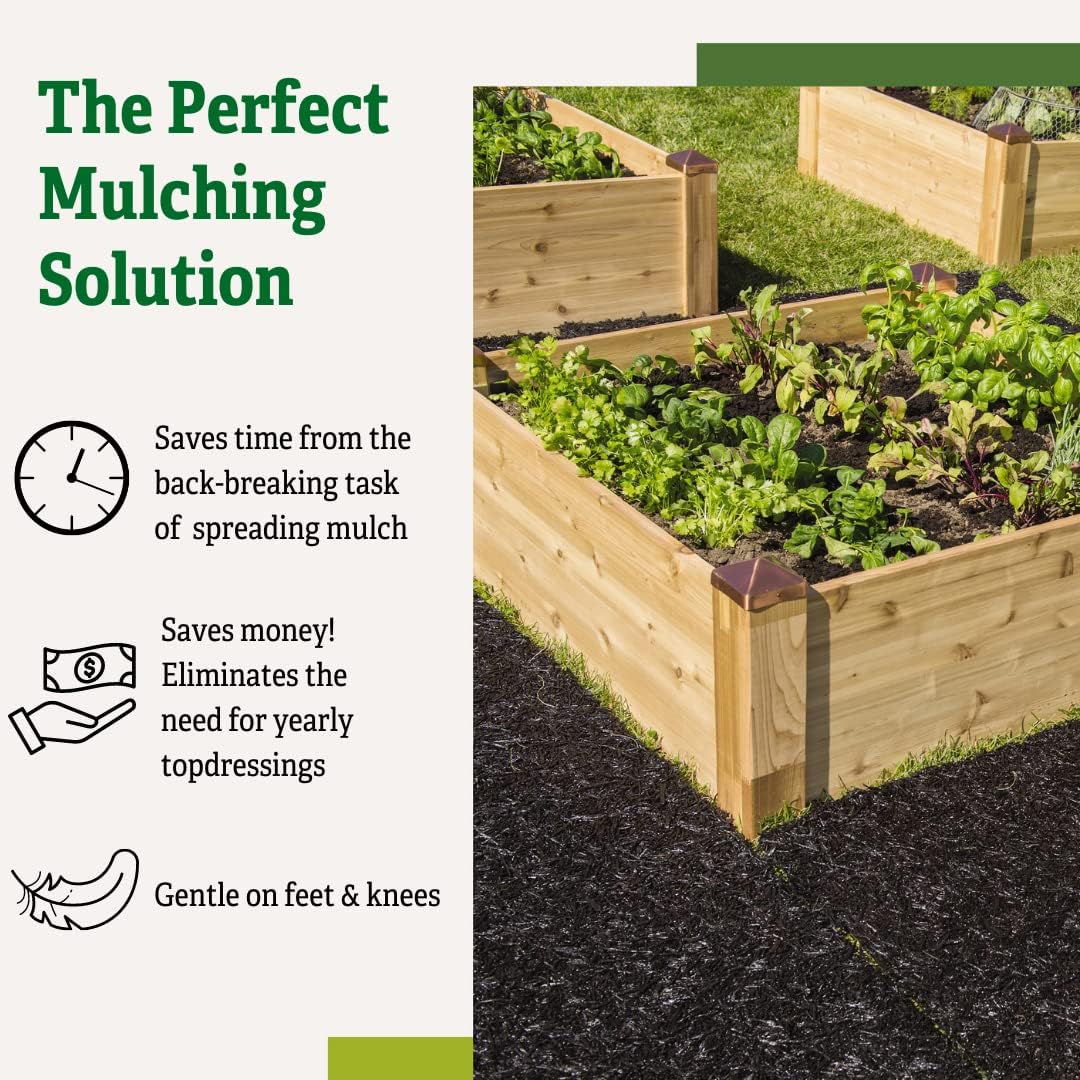 Gardener's Supply Company 100% Recycled Rubber Walkway- 8' x 2' (2 Pack) | Natural Looking Permanent Mulch Solution