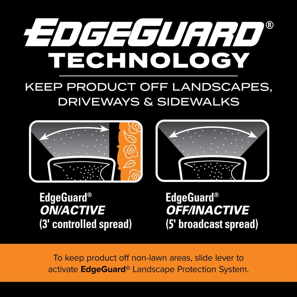 Scotts Turf Builder EdgeGuard DLX Broadcast Spreader for Seed, Fertilizer, Salt, Ice Melt, Holds up to 15,000 sq.ft.