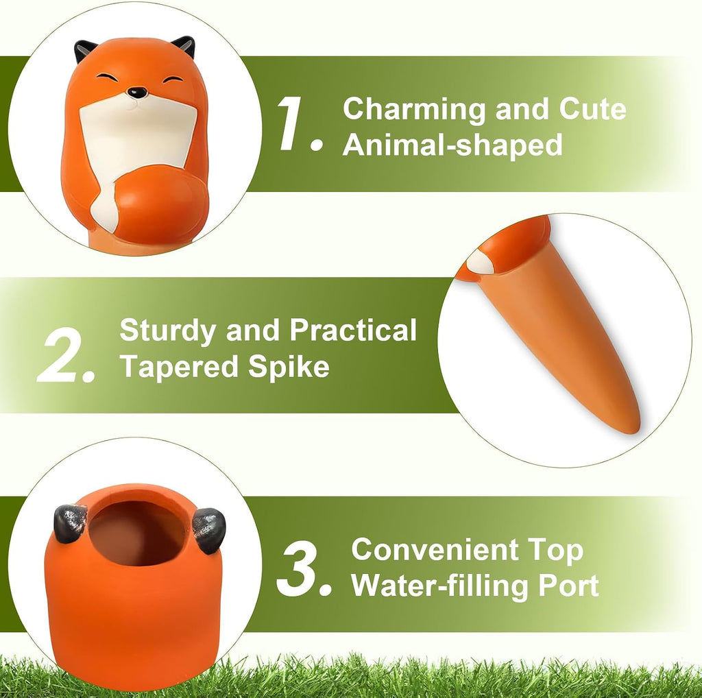 MCleanPin 4 Pack Plant Watering Spikes and Globes Handmade Terracotta Self-Watering Planter Insert Automatic Plant