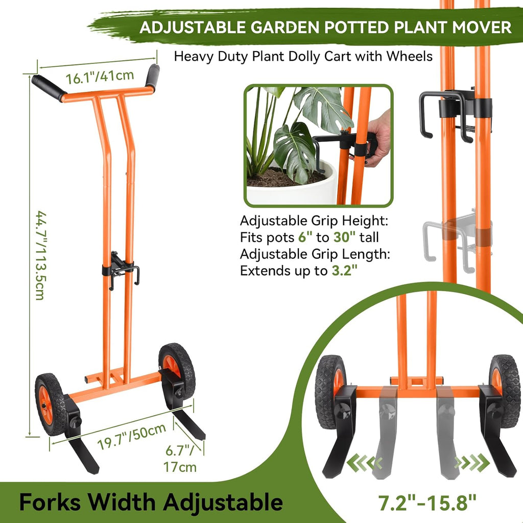 Plant Caddy with Wheels, Plant Dolly Cart, Potted Plant Mover Cart | 187LBS Heavy Duty Plant Dolly with Adjustable