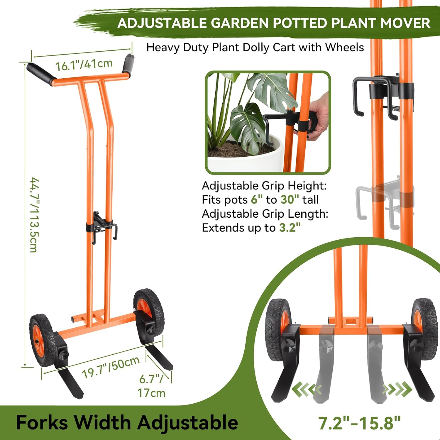 Plant Caddy with Wheels, Plant Dolly Cart, Potted Plant Mover Cart | 187LBS Heavy Duty Plant Dolly with Adjustable
