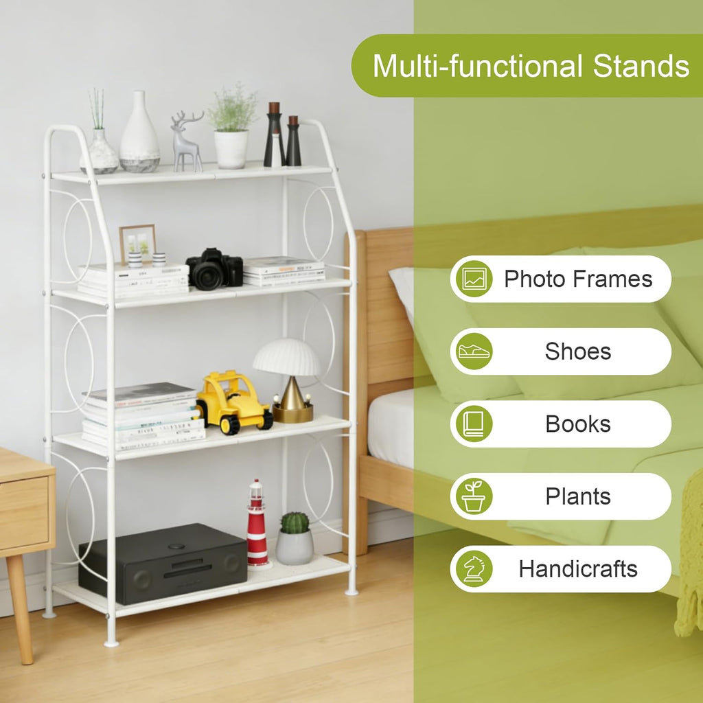 VyGrow Plant Stand, 4 Tier Plant Shelf for Indoor Outdoor, Heavy Duty Metal Tall Plant Stands Holder Rack for Living