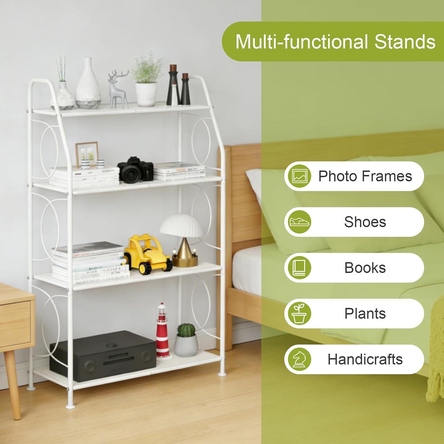 VyGrow Plant Stand, 4 Tier Plant Shelf for Indoor Outdoor, Heavy Duty Metal Tall Plant Stands Holder Rack for Living