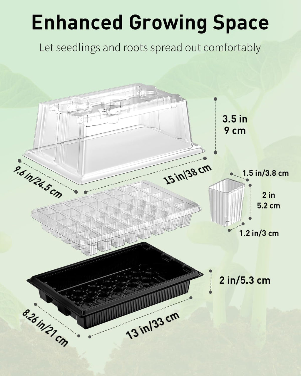 Pawfly Seed Starter Trays, 2 Pack 80 Cells Seed Starter Kit | Adjustable Grow Light Bars & 3.5" Humidity Domes, Seeding
