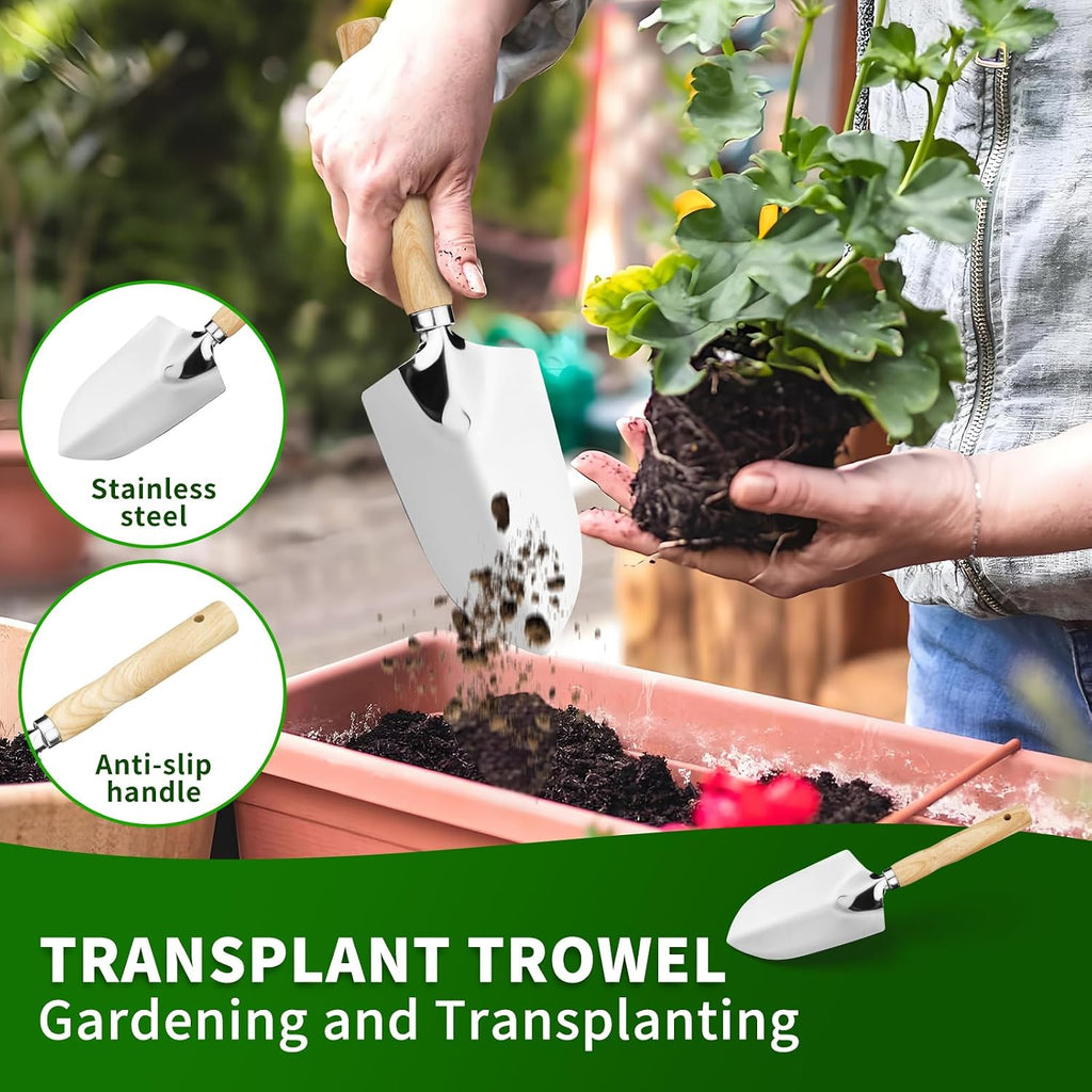 SHIKORI Garden Tool Set,5 Pcs Gardening Tool Set with Weeder Puller | Dibber, Transplanter, Big Trowel, 5-Claw