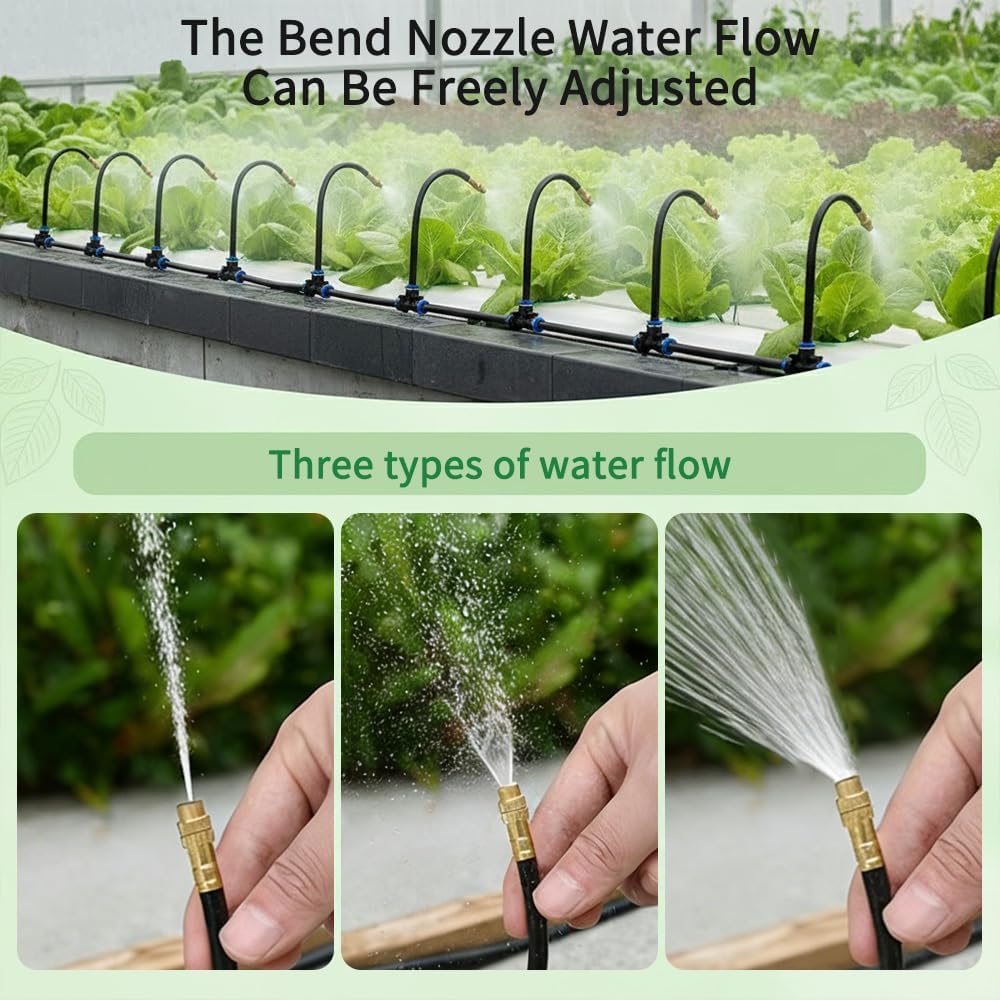 360° Adjustable Drip Irrigation System, 50FT Garden Watering Kit with 16 Nozzles, 5/16 Inch Hose, Atomizing System for