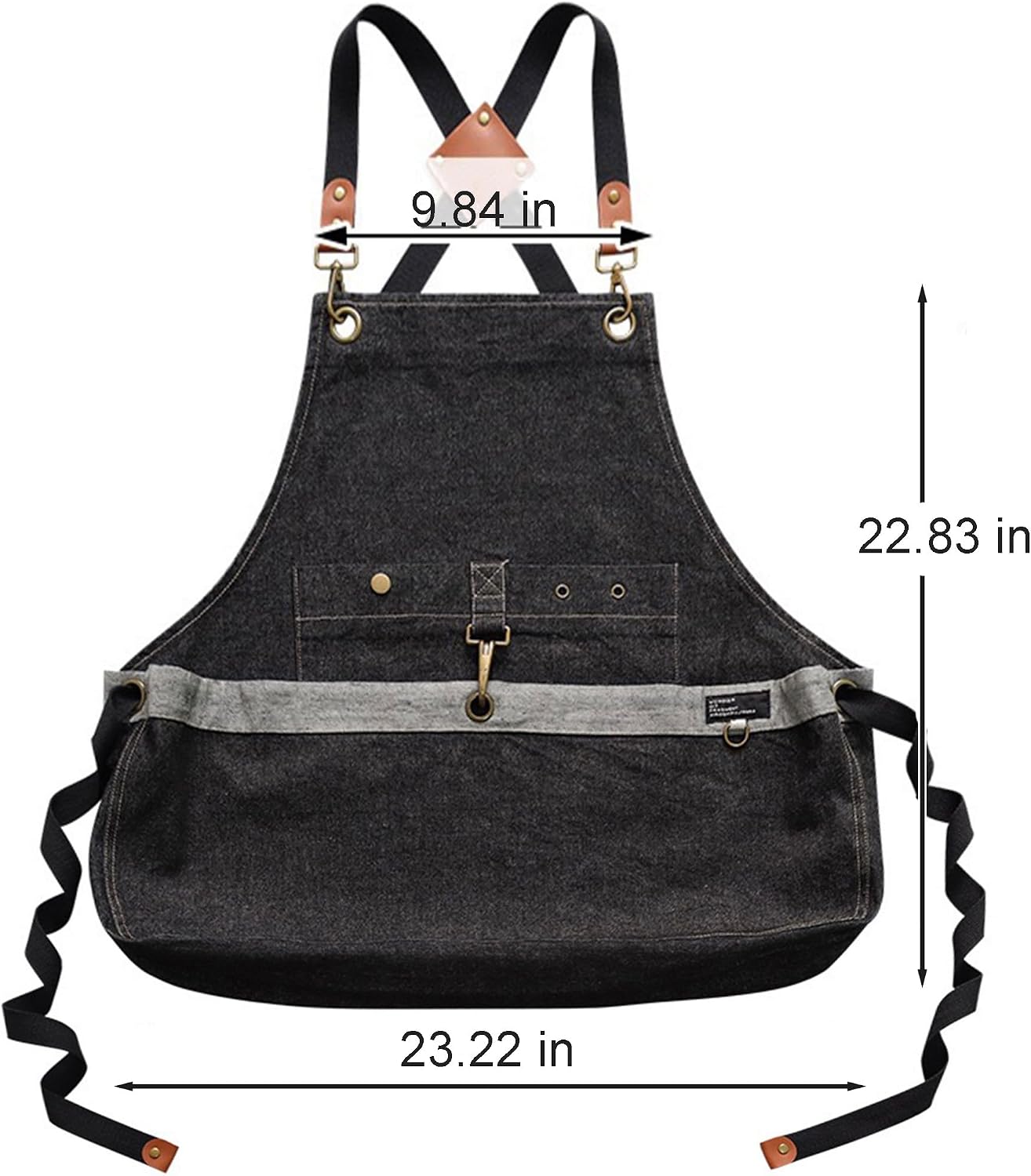 Denim Cross Back Gardening Apron with Adjustable Straps & Pockets | Heavy-duty denim; large front pockets; tool