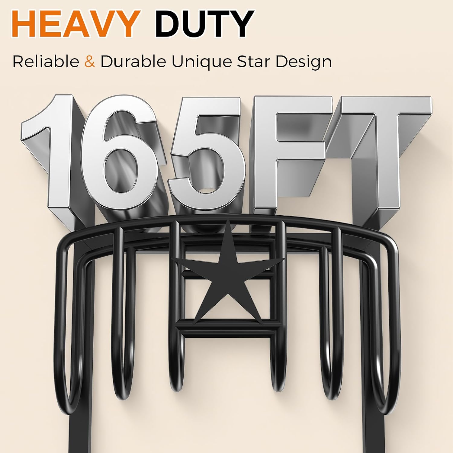 Garden Hose Holder, Heavy Duty Freestanding Metal Stand, 165FT Garden Hose Storage with 4-Spike Stable Base, Rustproof