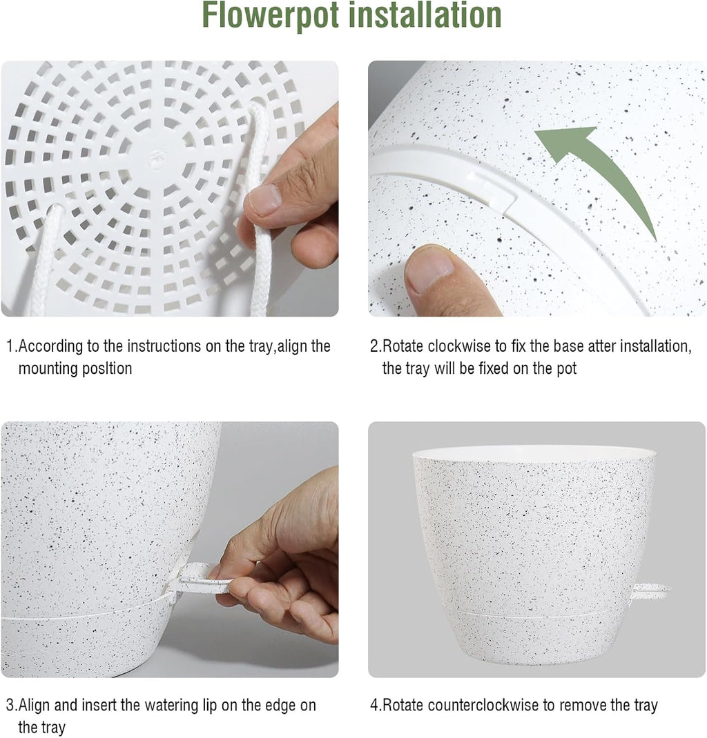 WSMKSZ 12/10/9 inch Large Self Watering Pots, Plant Pots with Mesh Drainage Holes for Indoor Outdoor Garden Plants
