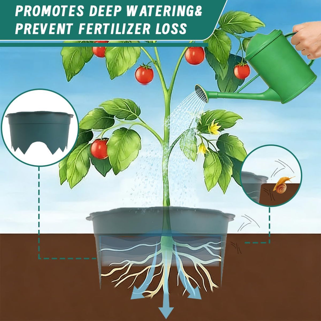 6 Pcs 10 Inch Planting Grow Rings, Planting Protective Edging,Plant Support Rings Deep Watering, Weed Blocking Round