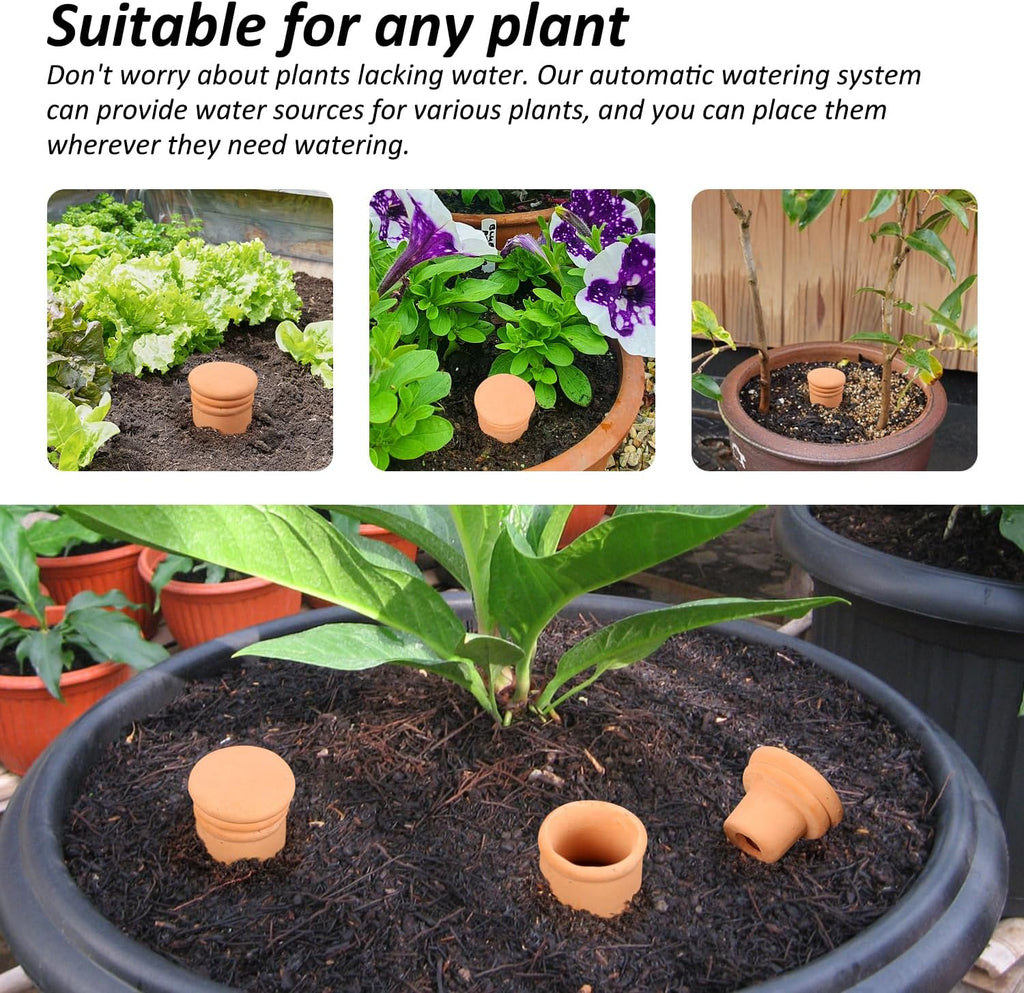 2 pcs Large 10x5in Ollas Terracotta Watering Pots Self Watering Planter Insert 1.8L Terra Cotta Clay Watering Spikes
