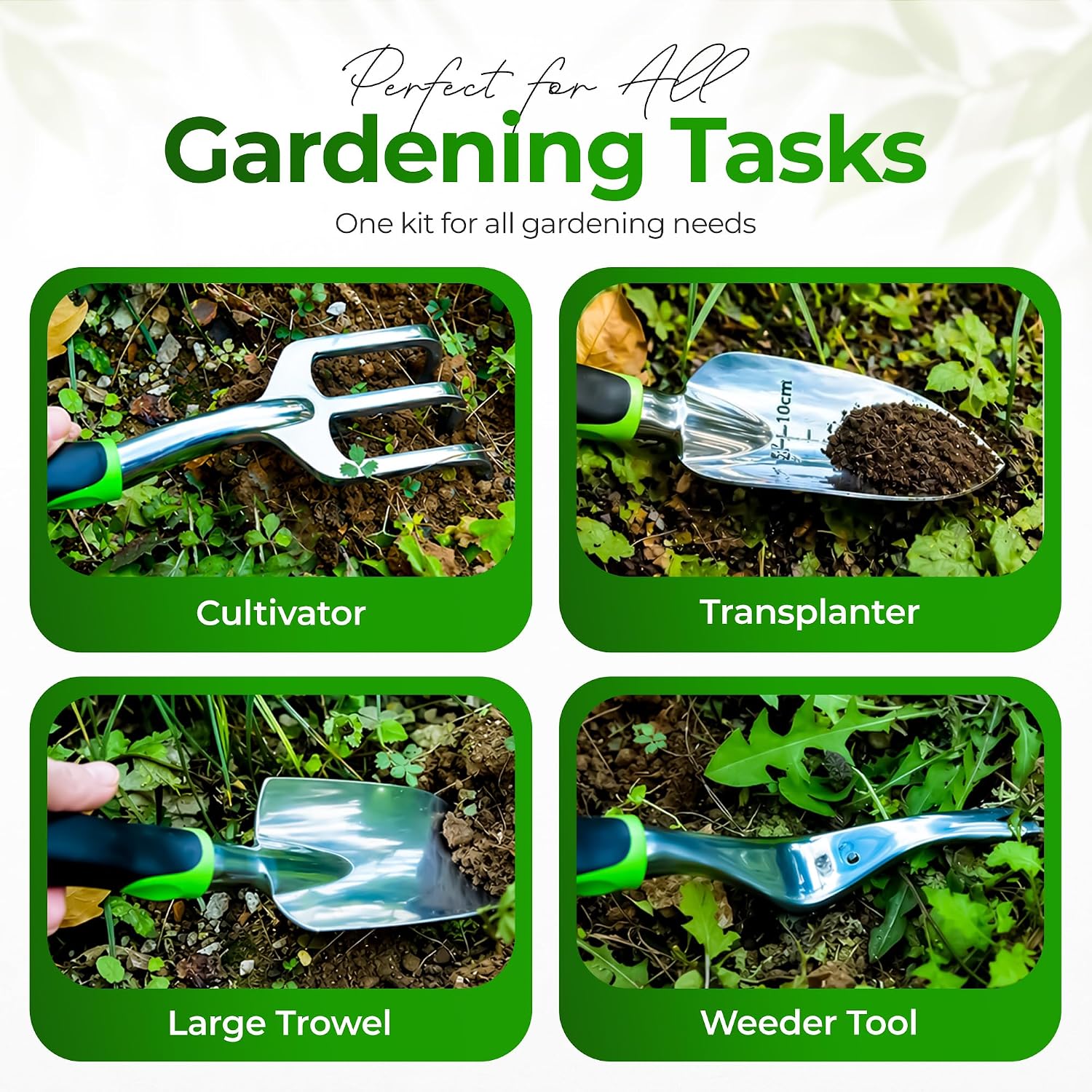 Garden Tools Set 8 PCS Heavy Duty Stainless Steel Gardening Tools for Women | Ergonomic Gardening Hand Tools with Rust
