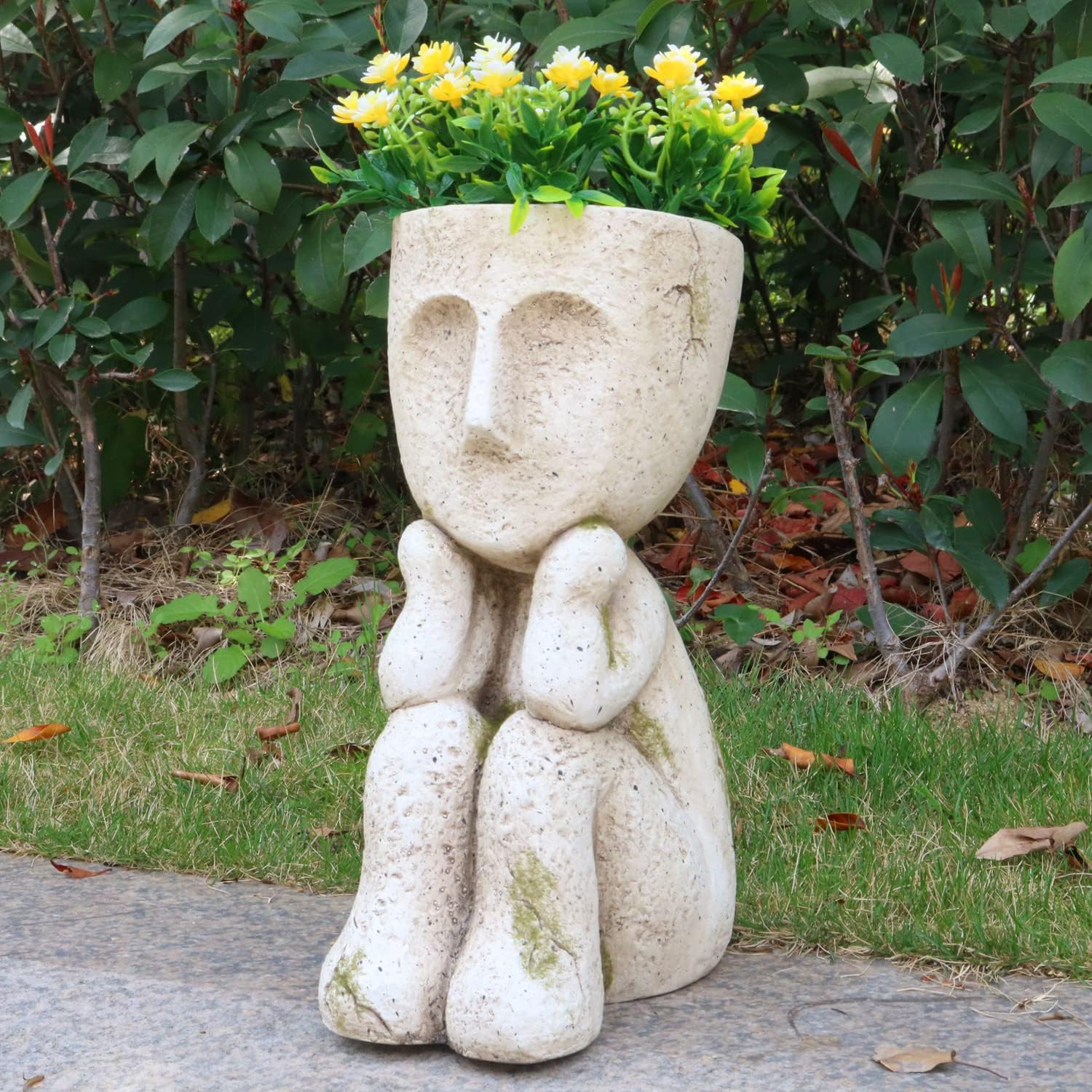Large Face Head Planter Pots for Indoor Outdoor Plants Unique Flower Pots Succulent Planter with Drainage Hole Tree Man
