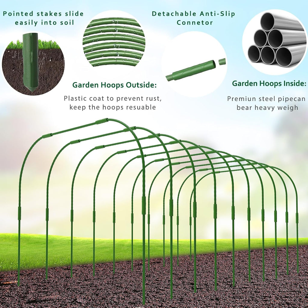 Garden Hoops for Raised beds, 10 Sets DIY Rust-Free Garden Tunnel 32.3"x 32.3" Greenhouse Hoops for Row Cover Garden