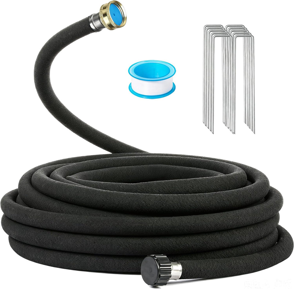 AMRITA Soaker Hose 5/8" 75FT 1 Pack Garden Drip Hoses Aluminum Couplings | Soaker Hose for Foundation Watering,Garden