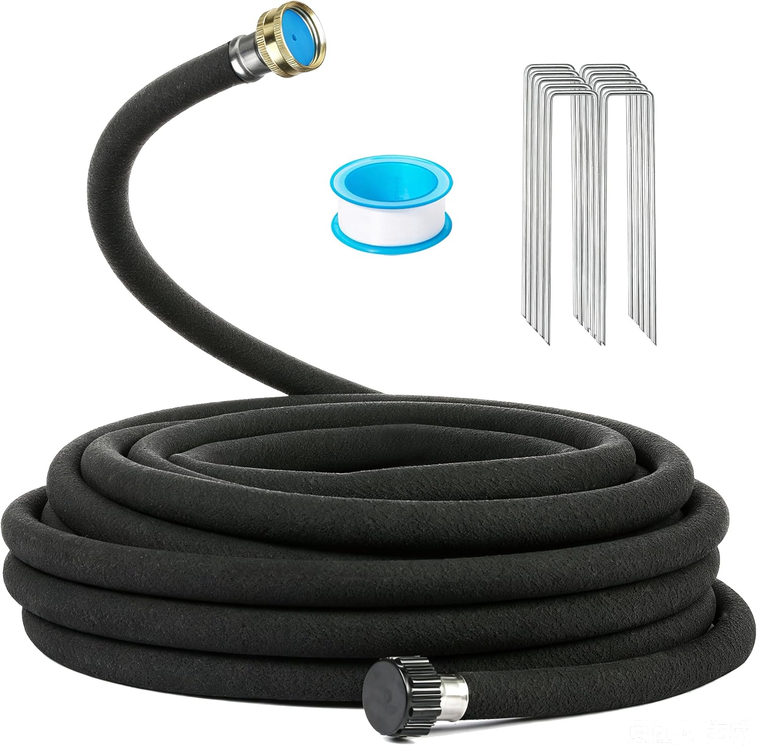 AMRITA Soaker Hose 5/8" 75FT 1 Pack Garden Drip Hoses Aluminum Couplings | Soaker Hose for Foundation Watering,Garden