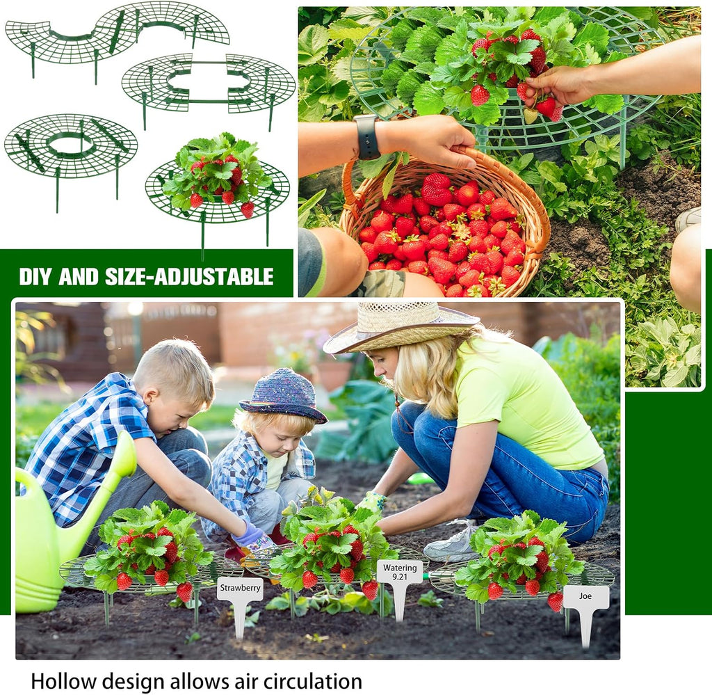 Irenare 12 Pack Strawberry Plant Support with Plant Labels Large Size Strawberry Growing Racks Growing Frame Stand