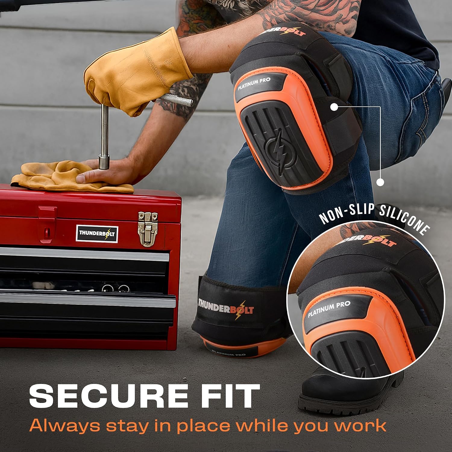 Thunderbolt Knee Pads for Men Construction Knee Pads for Work for Men and Women with Double Gel for Gardening Flooring