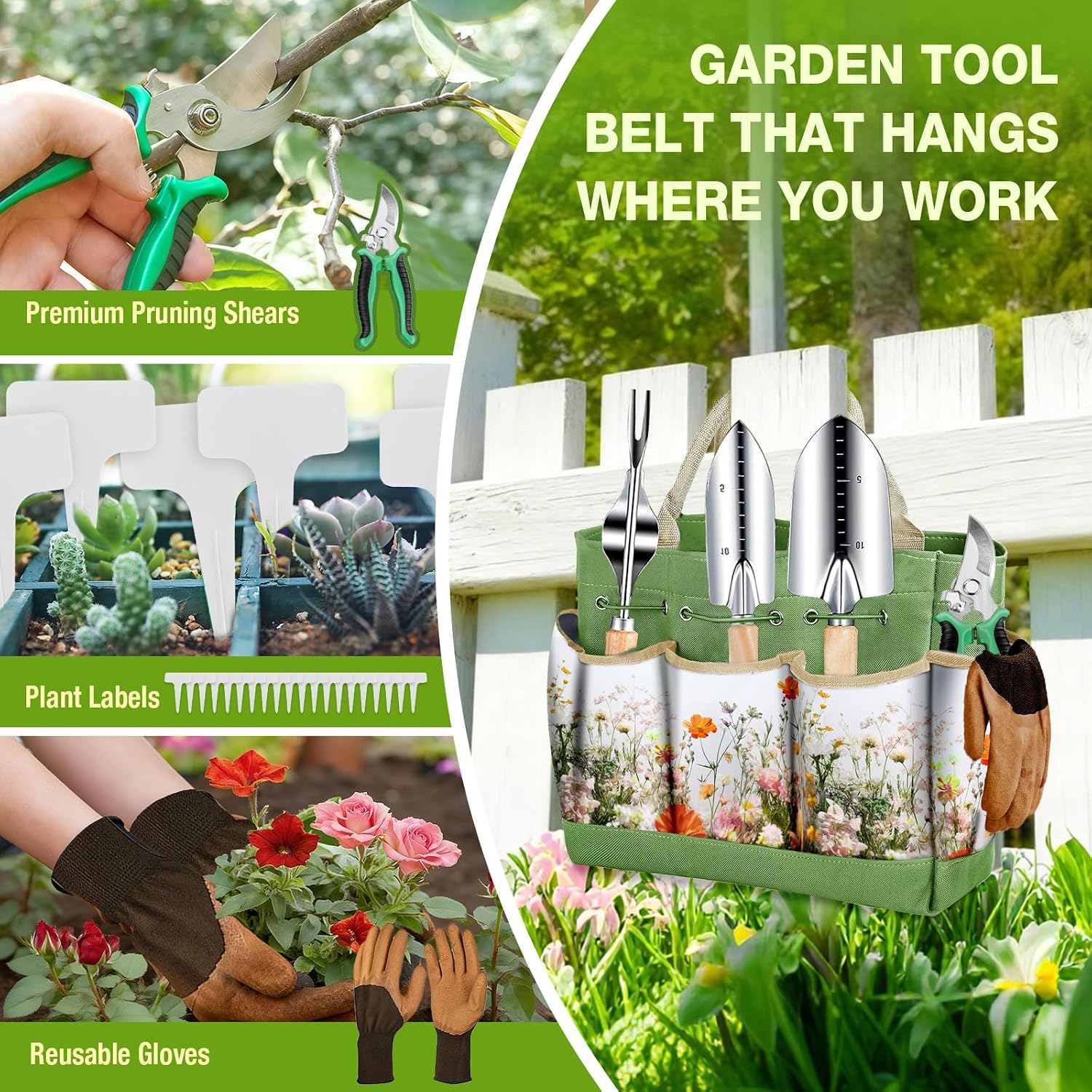 Gardening Tools Set for Women 29Pcs Heavy Duty Garden Hand Tools Set with Floral Tote Bag Rust-Proof Garden Tool Kit