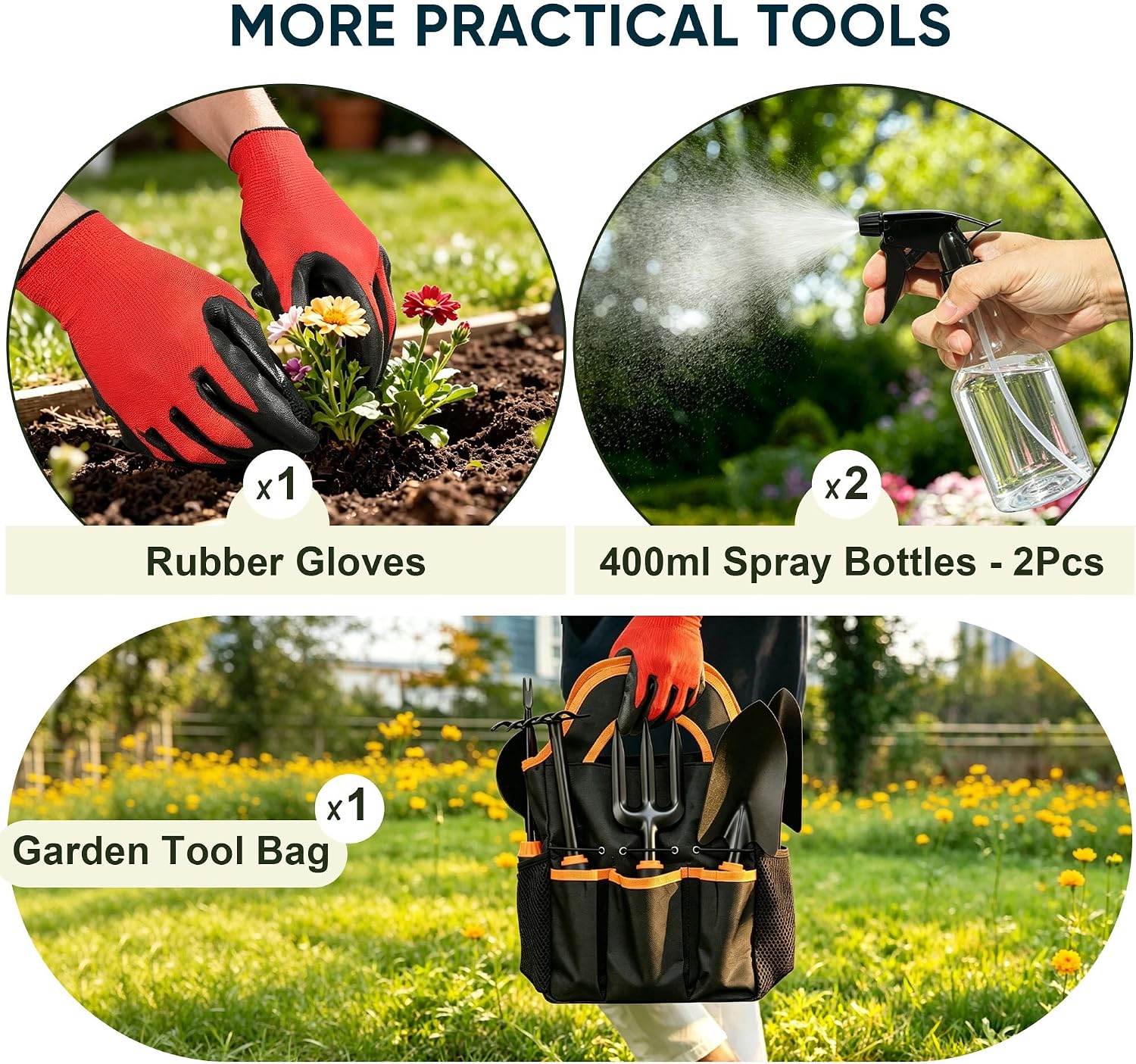 Joyfair Gardening Tools, 12 Pcs Garden Tool Set for Planting & Weeding | 1.4MM Thick Premium Steel, Less Prone to