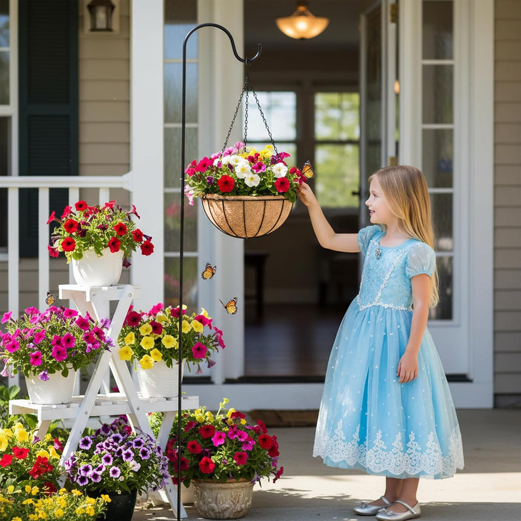 4 Pack 14 Inch Hanging Baskets for Plants Outdoor Metal Hanging Planter Basket with Coco Coir Liner Hanging Flower