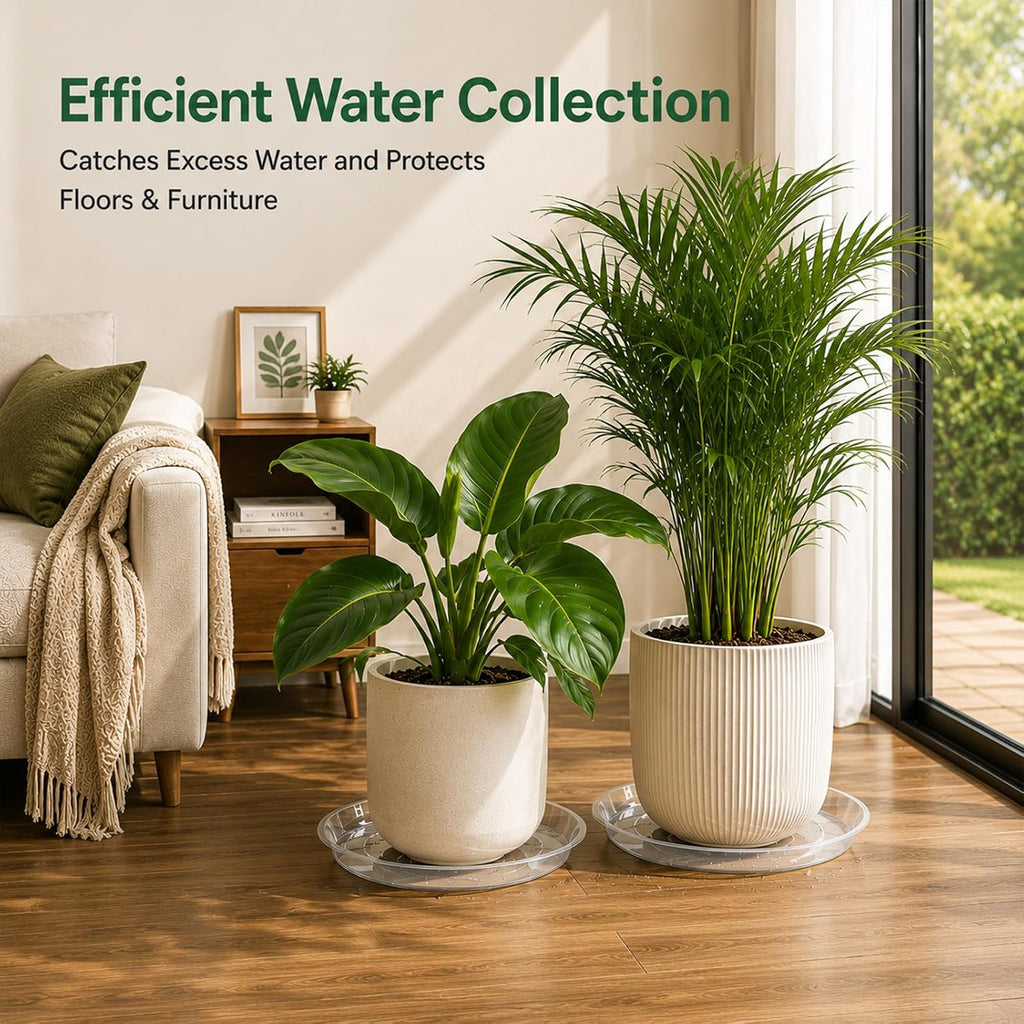 15 16 17 18 19 20 21 22 Inch Clear Plastic Plant Saucers for Indoors, Durable Plant Trays for Pots and Plant Water