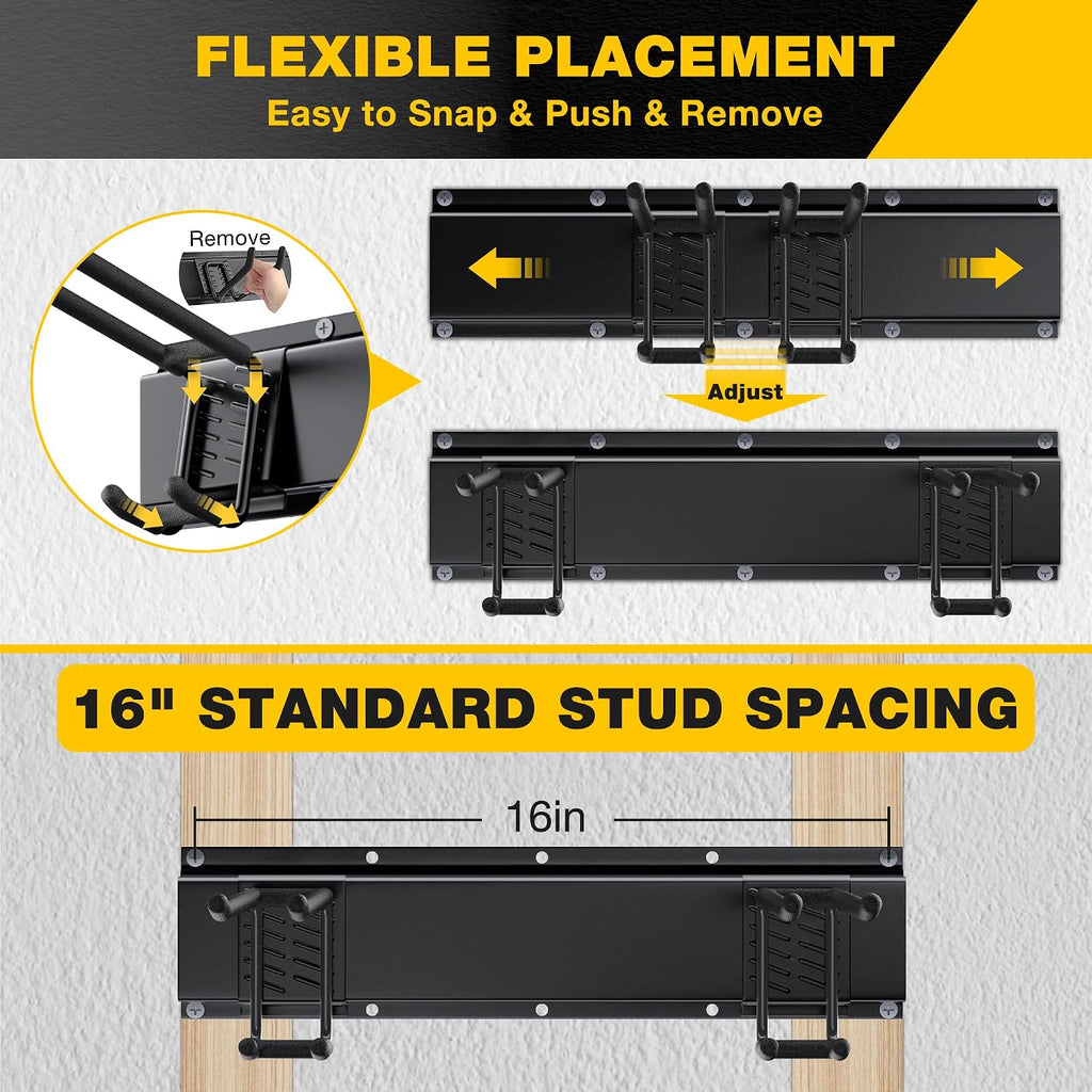 Garage Tool Organizer Wall Mount with 64 inches Rails and 10 Adjustable Heavy-Duty Hooks, Garden Tool Organizer, 14