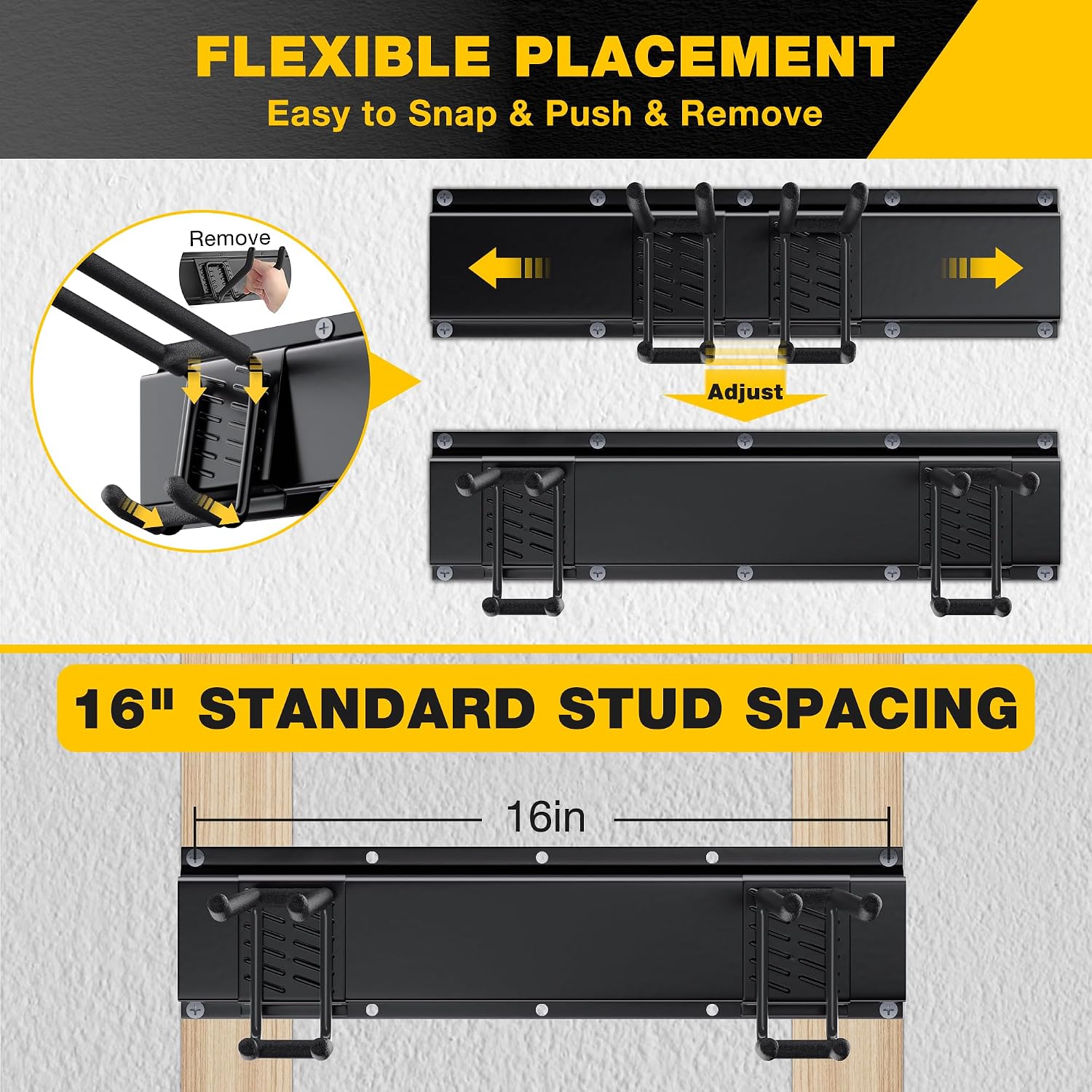 Garage Tool Organizer Wall Mount with 64 inches Rails and 10 Adjustable Heavy-Duty Hooks, Garden Tool Organizer, 14