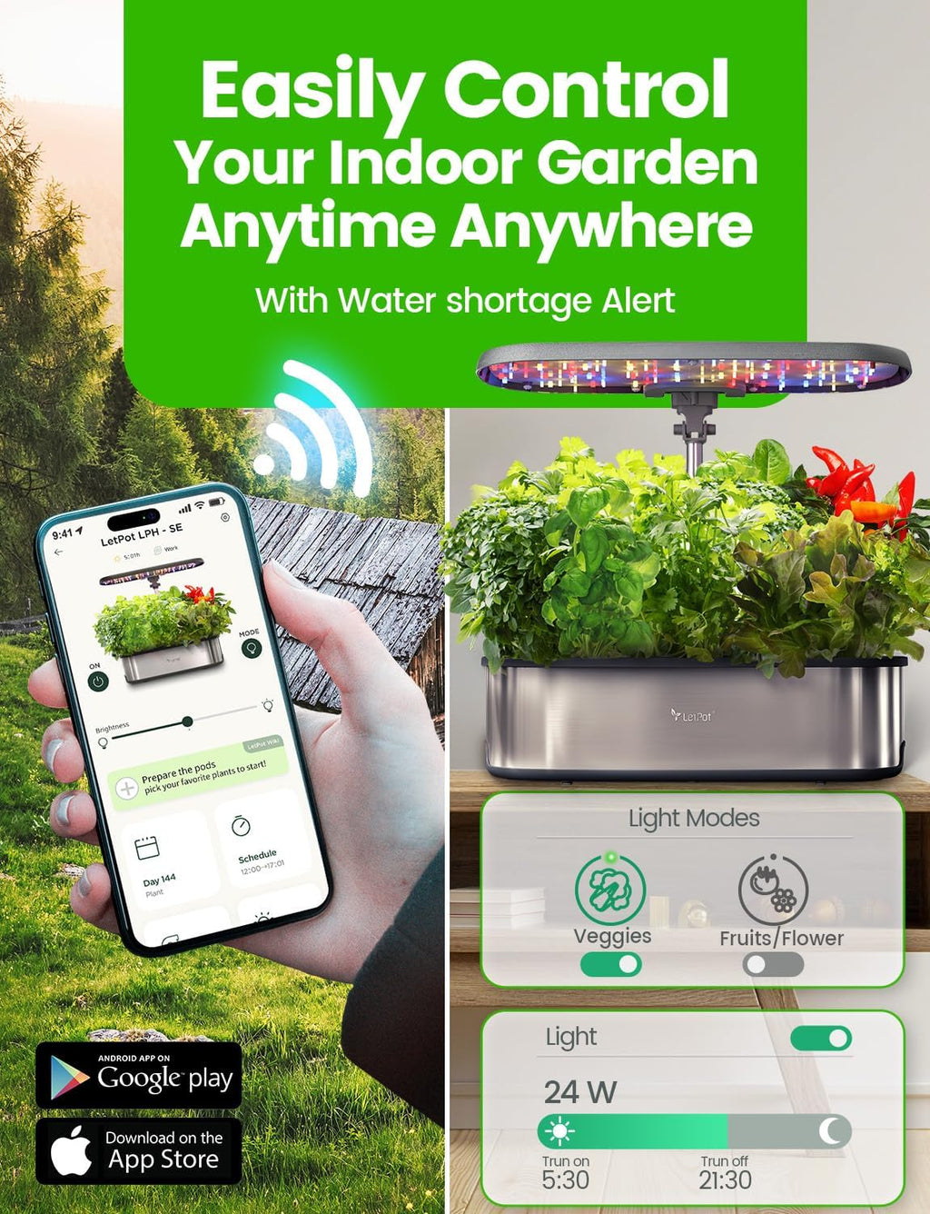 LETPOT LPH-SE Hydroponics Growing System, 12 Pods Smart Herb Garden Kit Indoor, Indoor Garden, APP & WiFi Controlled