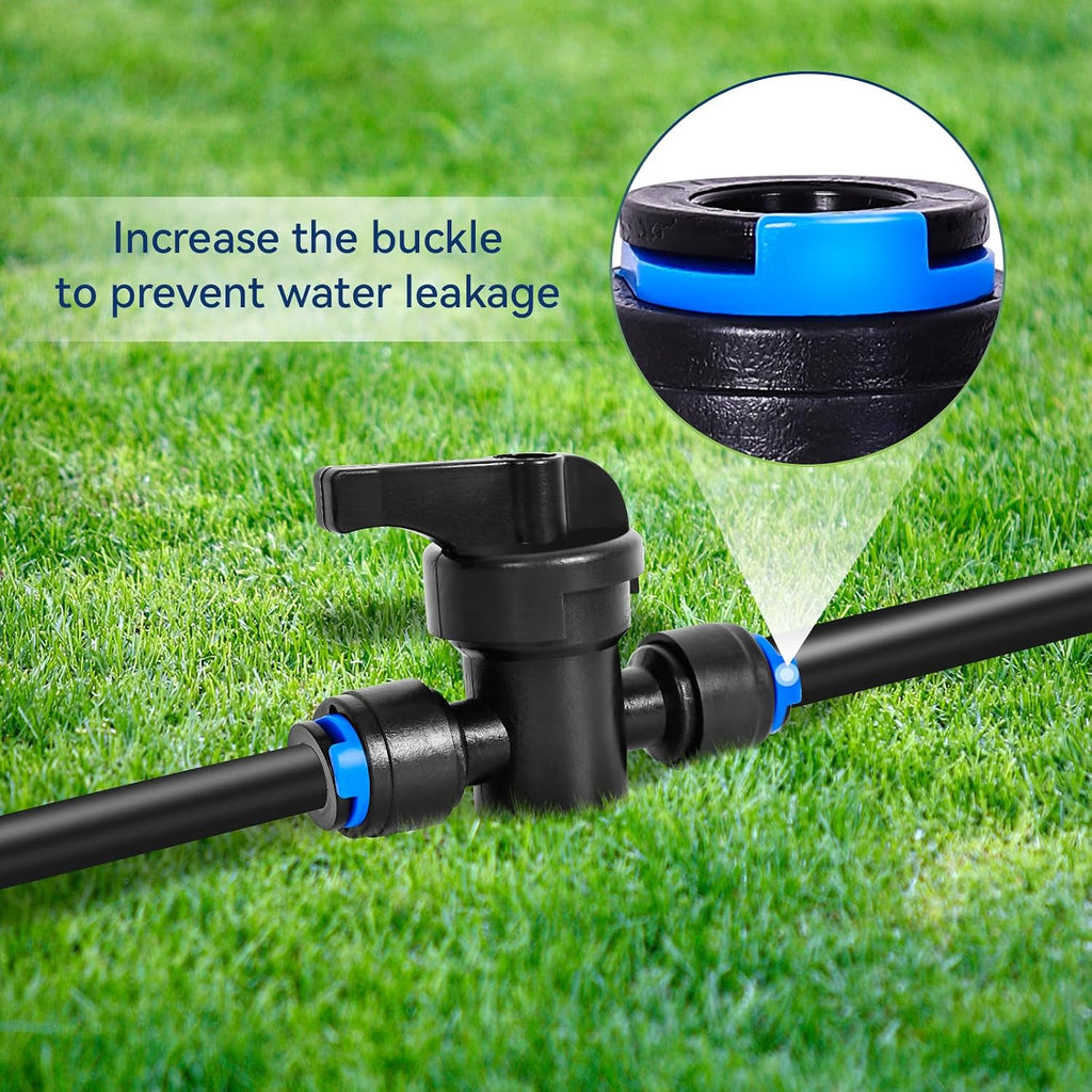 20 Pack 1/4" Drip Irrigation Shut Off Valve, Quick Connect Universal Drip Irrigation Tubing Coupling Valve, Connector