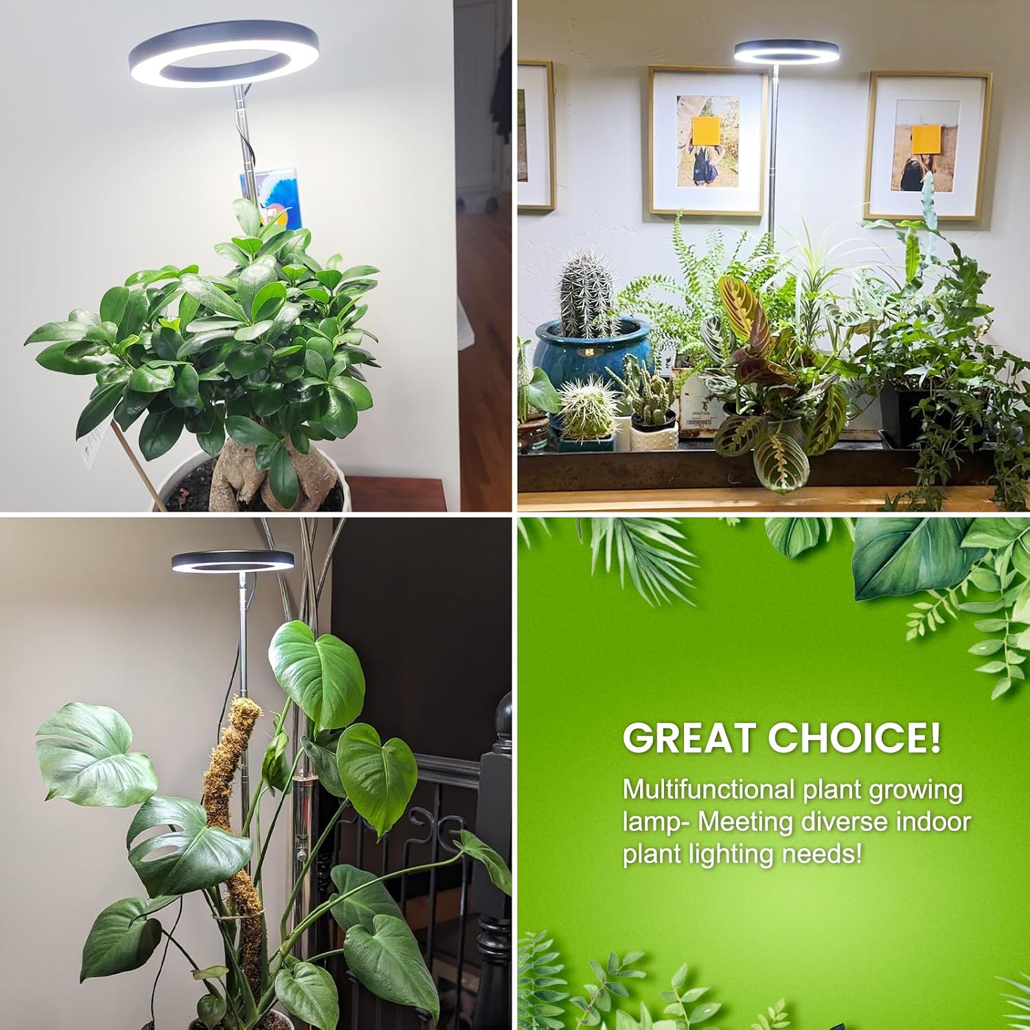 Kullsinss 6.3in Plant Lights for Indoor Growing, 80 LEDs Full Spectrum | Black Desk Plant Light with 2 Mounting