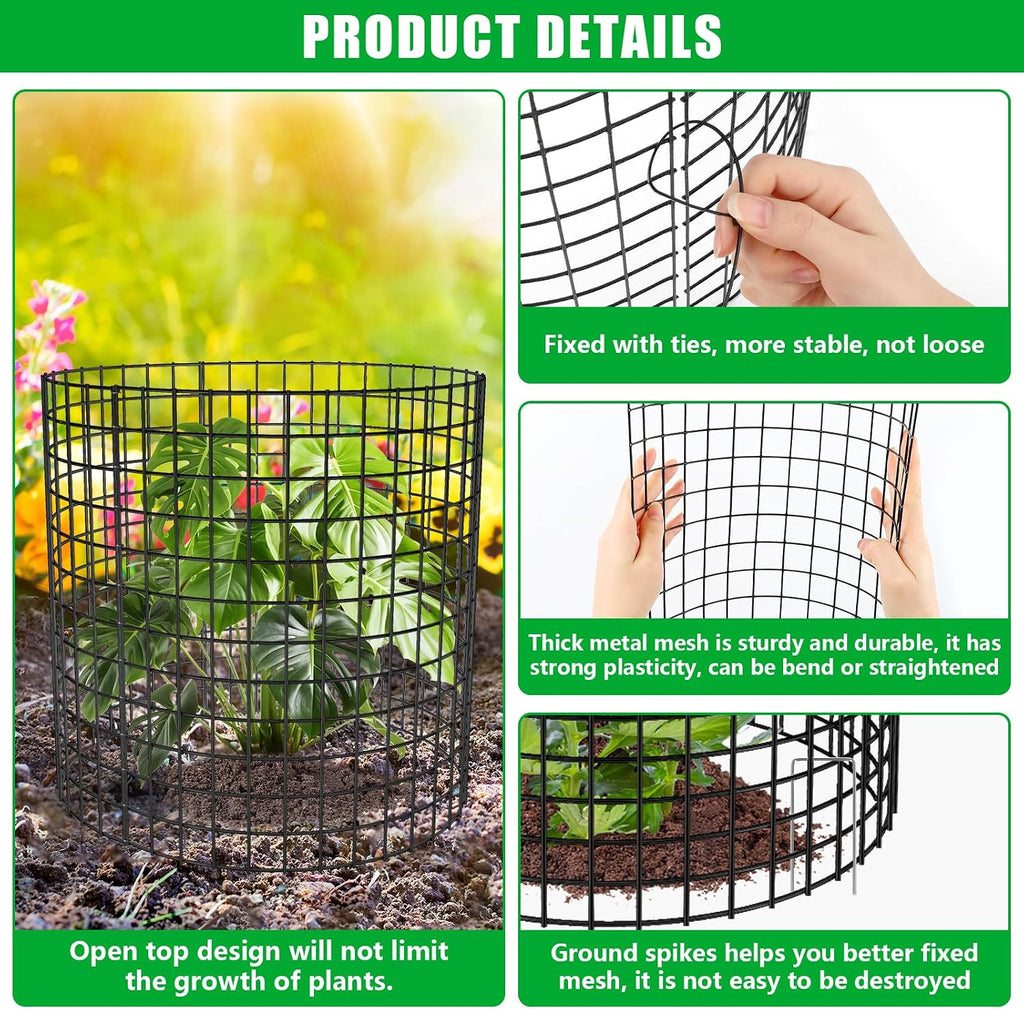 5 Pack Plant Protectors from Animals, 17x14" Plant Cages for Outdoor Plants | Wire Plant Protector, Thick Metal