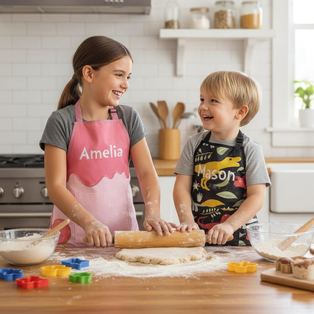 hatch & wander Kids Apron | Fun Kids Aprons for Cooking or Gardening | 4 Fun Designs & 2 Sizes | Kids Painting Apron