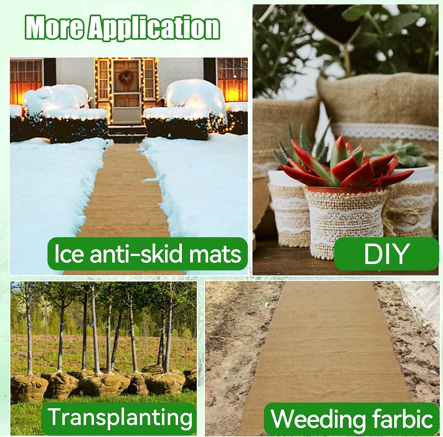 ANPHSIN 15ftx40in Natural Burlap Plant Covers Freeze Protection | Winter Frost Blankets Cloth Fabric Roll for Outdoor