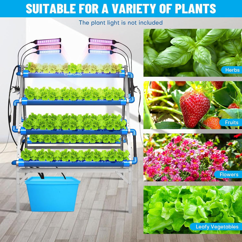 GENORTH A-Type Hydroponics Growing System Kit for Vegetables,Fruits and Herbs,72 Plant Sites and Food-Grade PVC-U