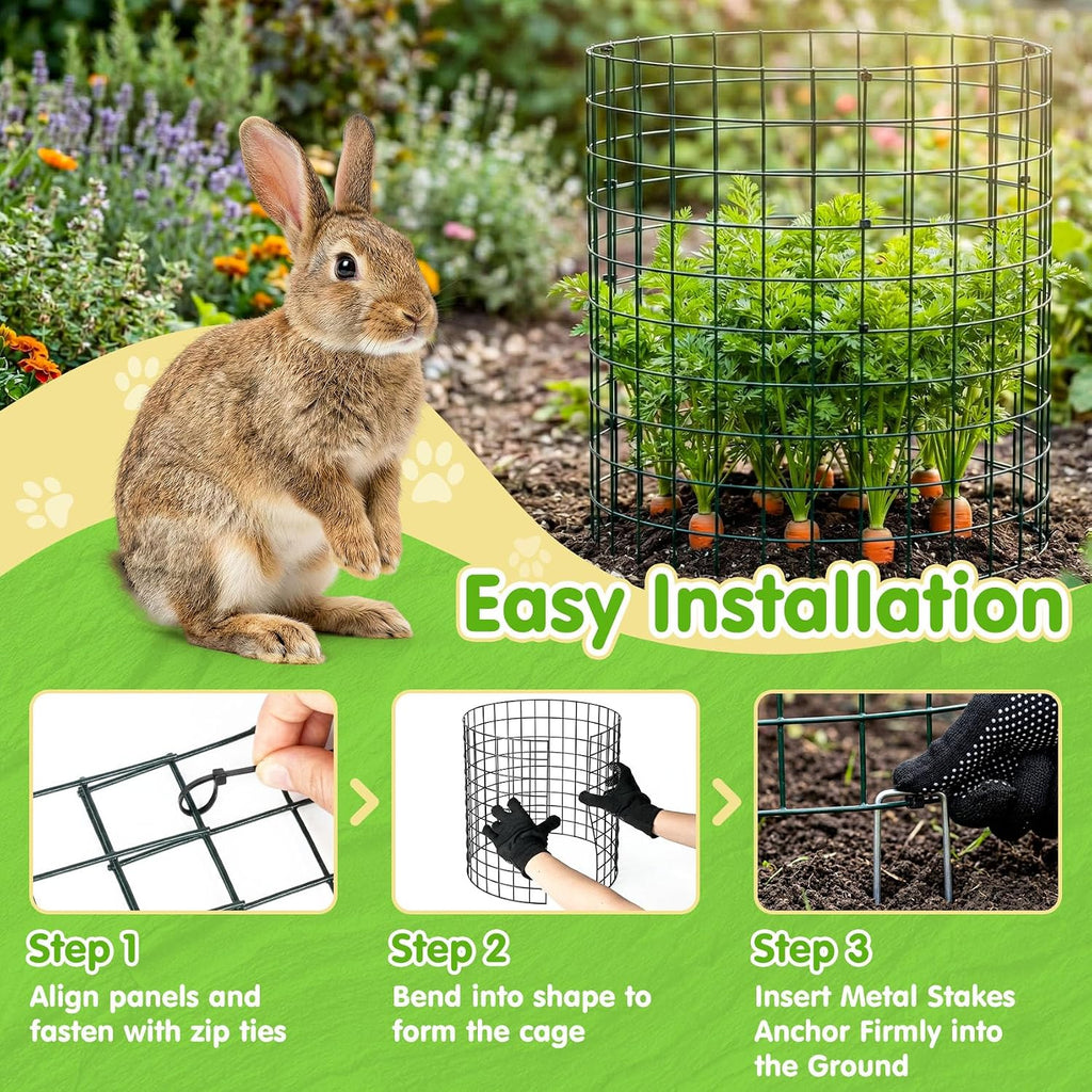 10 Pack Round Plant Protector from Animals – 30pcs 12" × 12" Metal Wire Mesh Garden Plant Cages Wire Plant Covers