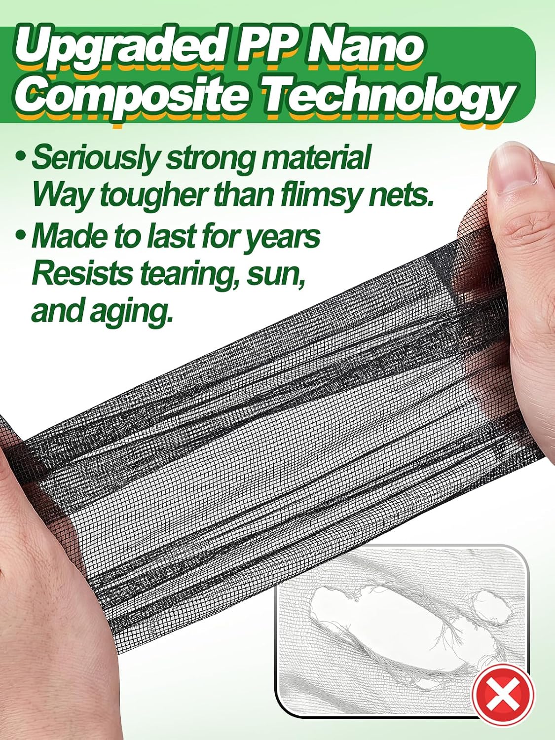 10x20ft Strong PP Nanocomposite Mosquito Net Garden Netting, Black | Clear View, Ultra-fine Mesh, Tear-resistant, Bird